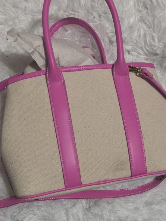 Steve Madden Satchel Canvas Handbag With Pink Trim